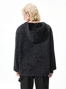 ROMWE MEN Goth Men's Dark Skull Print Casual Pullover Hoodie Sweatshirt - Black and White - View 3