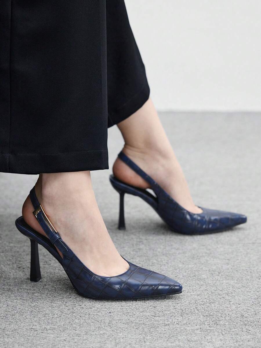 CUCCOO BIZCHIC Sepatu Wanita Tali Belakang Biru Modis Serbaguna Sepatu Hak Tinggi untuk Perjalanan - Biru - View 1
