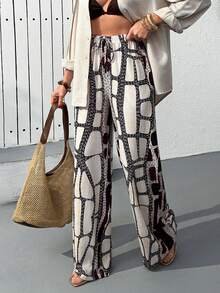 Cloudara Women Multicolor Printed Detailed Wide Leg Pants - Multicolor - View 7
