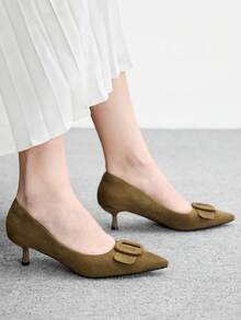 CUCCOO BIZCHIC 女士尖头搭扣设计时尚优雅高跟鞋 - 卡其色 - 查看 5