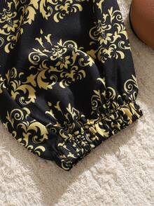 3pcs/Set Toddler Boys' Middle Eastern Style Printed Loose Short Sleeve Top + Unique Printed Jogger Pants + Unique Printed Hat, T-Shirt Outfit, Autumn/Winter Baby Boy Summer Sets Baby Boy Outfits With Hat Baby Boy Moon And Lantern Outfit رمضان  قرقيعان	 فستان العيد  الملابس التقليدية العربية Baby Boy Muslim Outfit Islamic Baby Clothing Moon And Lantern Baby Outfit - Black - View 6