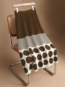 Franclia 优雅几何波点条纹长款A字针织半身裙，休闲百搭，适合通勤，秋冬季穿着 - 彩色 - 查看 8