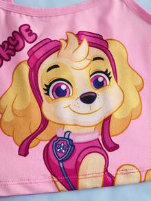 SHEIN | PAW Patrol Young Girl Cartoon Pattern Contrast Trim Camisole Top Undershirt - White - View 6