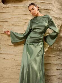 Graceveil Đầm dự tiệc thanh lịch màu xanh lá cây theo phong cách Trung Đông dành cho phụ nữ - màu xanh lá - Xem 2