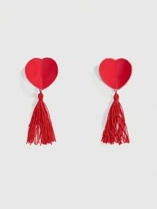 ROMWE Kawaii 1 Pair Women's Lovely Valentine's Day Heart Tassel Nipple Covers & Anti-Chafing Sweat Pads