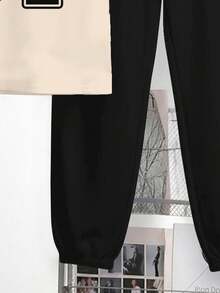 Tween Boy Casual Minimalist Y2K Style English Letter & Number 67, 6&7 Sports Retro American Colorblock Loose Comfortable Fashion Crew Neck Short Sleeve T-Shirt And Pants Set - Multicolor - View 6