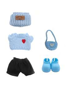 Bộ quần áo búp bê 5 món 17cm gồm áo len ấm áp, mũ, quần, túi xách và giày dép. Thích hợp để trưng bày, chụp ảnh, sưu tầm, làm quà tặng cho người sưu tập. Không bao gồm búp bê. - Nhiều màu - Xem 5