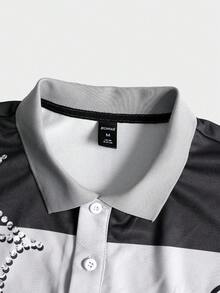 ROMWE MEN Street Life Men's Retro Virgin Mary Striped English Graphic Print Streetwear American Style Pullover Pullover Sweatshirt