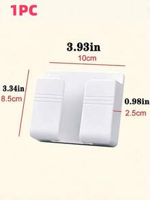 4件套白色塑料壁挂式手机支架收纳盒，带充电孔和遥控器支架，适用于家庭、办公室、厨房收纳，节省空间，必备单品 - 白色 - 查看 9