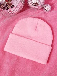 THE POWERPUFF GIRLS X SHEIN 1pc Knitted Beanie Hat With Cartoon Embroidery, Fashionable Street Riding Gift Choice - A - View 2