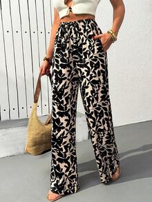 Cloudara Women Printed Detailed Wide Leg Pants - Multicolor - View 4