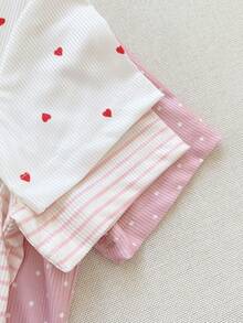 SHEIN Playful Pals 3件套女童夏季套装，女婴短袖波点休闲时尚套装