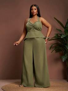 Slaydiva 2026 Spring/Summer New Music Festival, Easter, St. Patrick's Day, Western, Nomadic, Birthday Party, Graduation, College Style, Student, Daily Wear, Basic Versatile, Casual, Vacation, Cruise Travel, Beach, Sunbathing, Viral , Streetwear, Wedding Guest Boho, Commute, Brunch, Airport, Party & Holiday Women's Sleeveless Summer New Fashion Jumpsuit - Green - Green - View 3