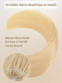 Micro Loop Hair Extensions 100% Human Hair Color #22 Blonde 14-22 Inch Straight 50 Strands /Pack Invisible Beads Thick Micro Ring Loop Hair Extensions With Fishing Line No Glue Needed Easy To Shape For Thin Hair And Salon Use All Women Daily Use Winter Christmas Halloween Costumes Autumn Outfits Women Fall Outfits - S22 - View 5