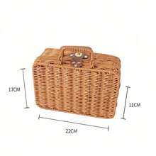 Hộp đựng mỹ phẩm cầm tay đan lát & Giỏ quà cưới & Hộp quà lưu niệm & Giỏ đựng đồ bằng mây - màu nâu - Xem 2