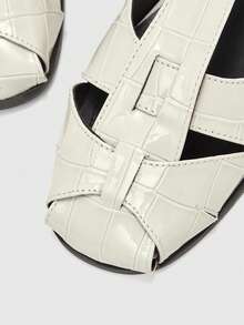 CUCCOO BIZCHIC Giày sandal đế mềm thoải mái, mũi kín, kiểu dáng La Mã, dệt thủ công, mùa hè, kiểu retro mới, mũi vuông, khoét rỗng, kiểu lồng heo cho nữ. - Màu be - Xem 8