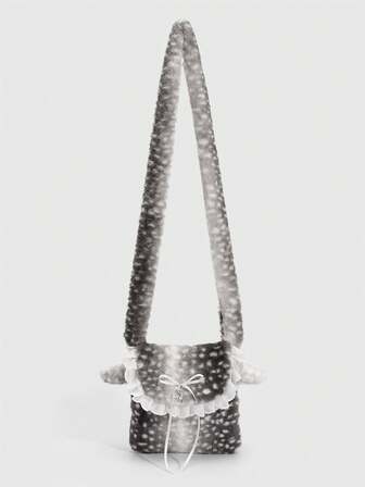 Kawaii 1 pezzo Borsa a spalla in peluche carina per ragazze, borsa a spalla in peluche a forma di cerbiatto per l'autunno e l'inverno, borsa natalizia a forma di cerbiatto per le studentesse in autunno e inverno