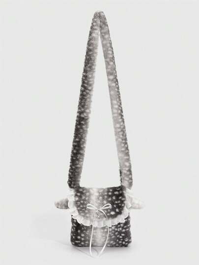 Kawaii 1 Stück süße Plüsch Umhängetasche für Mädchen, eine Plüsch Reh Umhängetasche für Herbst und Winter, eine Schultasche mit Weihnachtsreh Motiv für Schulmädchen im Herbst und Winter