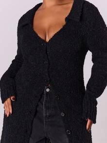 MUSERA Plus Solid Longline Cardigan - Black - View 6