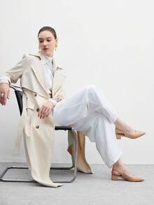 CUCCOO BIZCHIC Tacones altos de mujer con diseño de hebilla y punta afilada, versátiles para uso diario - Marrón Mocha - Ver 6