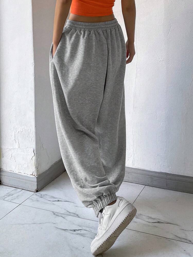 Women's Drawstring Waist Loose Fit Ankle Cuffed Long Sweatpants Y2k