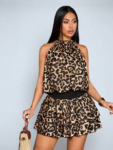 SOLERSUN Vestido feminino sem mangas com estampa de leopardo (estampa floral aleatória) - Castanho - Ver 6