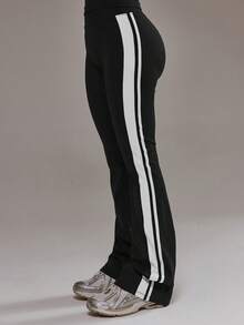 Musera Sport Quần Yoga ống loe ôm sát có sọc bên hông, chỉ bao gồm phần dưới, thích hợp cho tập luyện thể thao mùa đông, tập gym, tập luyện thể dục, chất liệu hợp kim. - màu đen - Xem 3