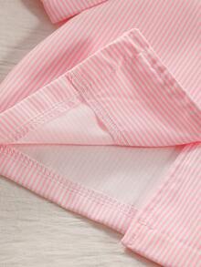 Baby Girl Button-Front Long Sleeve Shirt And Pants Loungewear Set, Casual Comfortable Sleepwear, Suitable For Cute And Sweet Little Girls - Pink - View 6