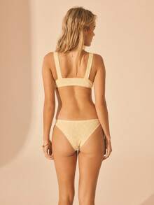 Aralina JACQUARD MESH FLORAL V NECK G- STRING KNICKER SET - Yellow - View 2