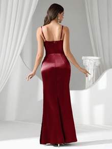 Coutiva 女士镶钻薄纱黑色长款晚礼服 - 紅色 - 查看 2