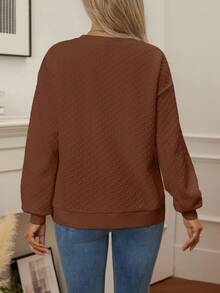 SHEIN Maternity Round Neck Letter Print Casual Versatile Long Sleeve Sweatshirt, Autumn/Winter - Brown - View 2