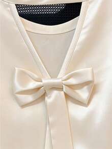 GlowEve 女士纯色蝴蝶结装饰优雅时尚吊带背心 - 香檳色 - 查看 4