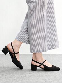 CUCCOO BIZCHIC Giày nữ cổ điển đơn giản, mũi vuông, gót dày, cao gót, đa năng, thích hợp mang hàng ngày. - Than chì đen - Xem 3