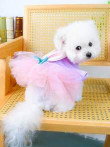 PETSIN 1pc Cat/Dog Clothing, Cute Embroidered 3D Rabbit Ear Cartoon Dress, Spring And Summer Pet Comfortable Clothing - Pink purple - View 5