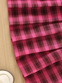 SHEIN ChillGRL Girls' Red Plaid A-Line Skirt, Versatile Casual Skirt, American Collegiate Style - Hot Pink - View 3