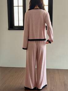 DAZY Colorblock Patchwork Women's Pajama Set - Pink - View 2