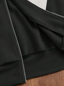 Manfinity Unisex Men's Knit Casual Loose Fit Long Sleeve Hooded Sweatshirt, For Fall, Winter, Couple Things - Black - View 7