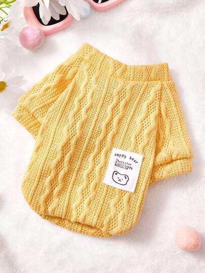 PETSIN 1 pieza Suéter de punto amarillo para mascotas para otoño e invierno, ropa para mascotas seca y cálida