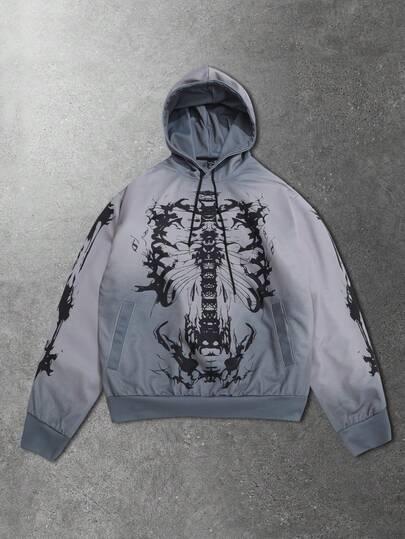 Street Life Sweat-shirt-shirt confortable pour hommes avec imprimé crâne, automne/hiver