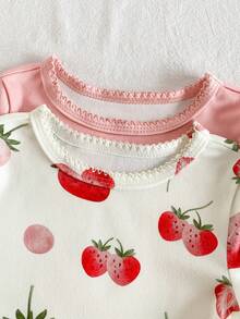 4pcs/Set Baby GirlCute Cartoon Print Snug Fit Casual Comfortable Homewear Set - Multicolor - View 8