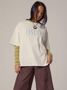 MUSERA Oversized Graphic Tshirt Spring, Girly, Day Outfits, Cute, Casual Sweet Pea Summer - White - View 4