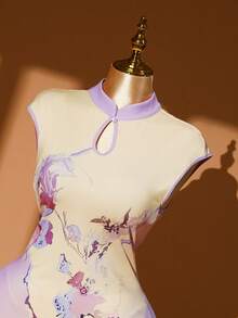 DreamSkyne Áo vest dệt kim thanh lịch và váy dài ôm dáng dành cho nữ cỡ lớn, màu tím nhạt. - Màu tím hoa cà - Xem 6