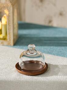 Cirelle 带盖玻璃甜点罩 - 现代带盖盛放碗，适用于坚果、水果和小吃，斋月和开斋节盛放托盘 - 彩色 - 查看 3