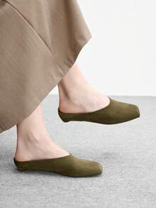 CUCCOO BIZCHIC Zapatos planos casuales y versátiles de unicolor para mujer - Verde - Ver 5