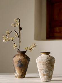 Cirelle Jarrón de cerámica Wabi Sabi - Cerámica rústica hecha a mano para flores secas, decoración del hogar y del hotel Zen - Multicolor - Ver 3