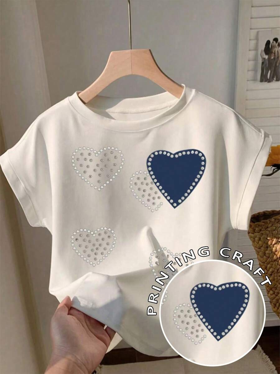 Resyla 女士修身圆领短袖T恤，白色印花 - 白色 - 查看 1