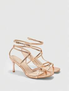 CUCCOO SZL Women Heeled Sandals Valentine's Day - Champagne - View 1