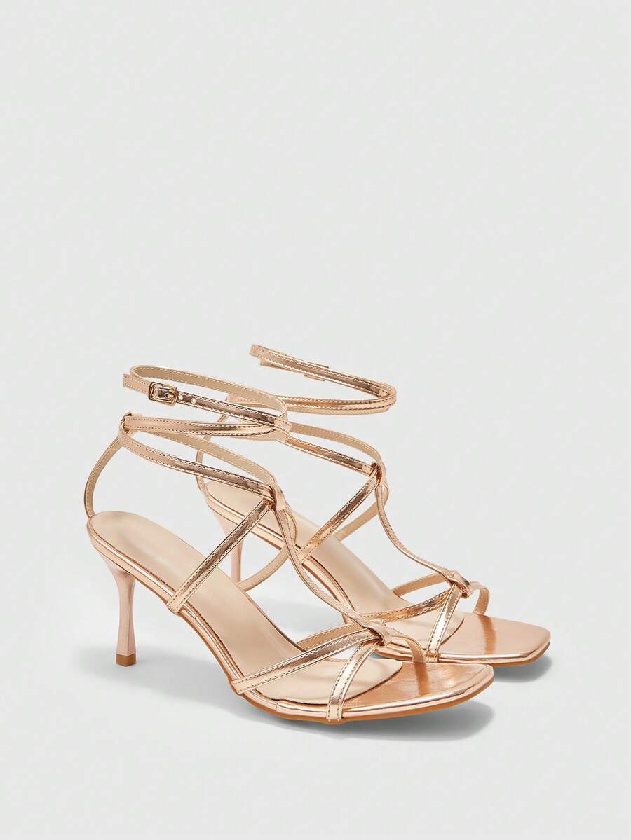 CUCCOO SZL Women Heeled Sandals Valentine's Day - Champagne - View 1