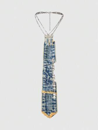 Grunge Punk Accessoires d'anneau en métal punk Y2K, design à multiples yeux et poches, cravate à bord déchiré pour femmes, ornements décoratifs uniques et cool personnalisés