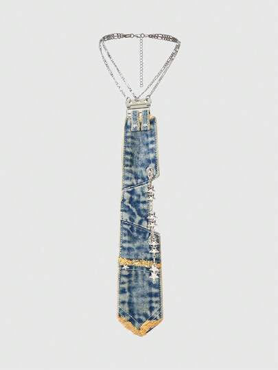 Grunge Punk Accessoires d'anneau en métal punk Y2K, design à multiples yeux et poches, cravate à bord déchiré pour femmes, ornements décoratifs uniques et cool personnalisés